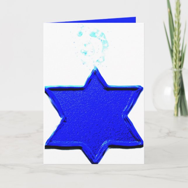 Jewish humour Genie with sparkly Star of David lam Card (Front)