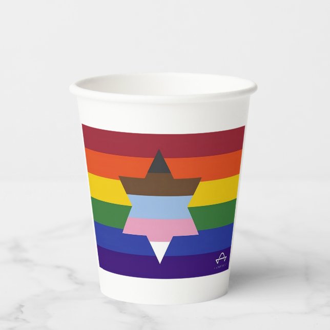 Jewish Inclusive Pride Flag Paper Cups (Front)
