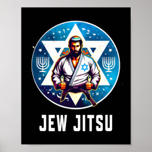 Jewish Jew Jitsu Funny Hanukkah Rabbi Karate Chanu Poster