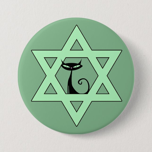 Jewish Kitty Cat Star of David 7.5 Cm Round Badge (Front)