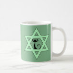 Jewish Kitty Cat Star of David Coffee Mug<br><div class="desc">Green Star of David with a black cat.</div>