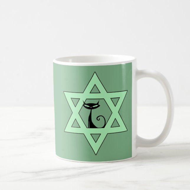 Jewish Kitty Cat Star of David Coffee Mug (Right)