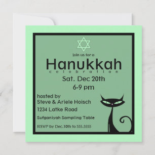 Jewish Kitty Star of David Hanukkah Invitation