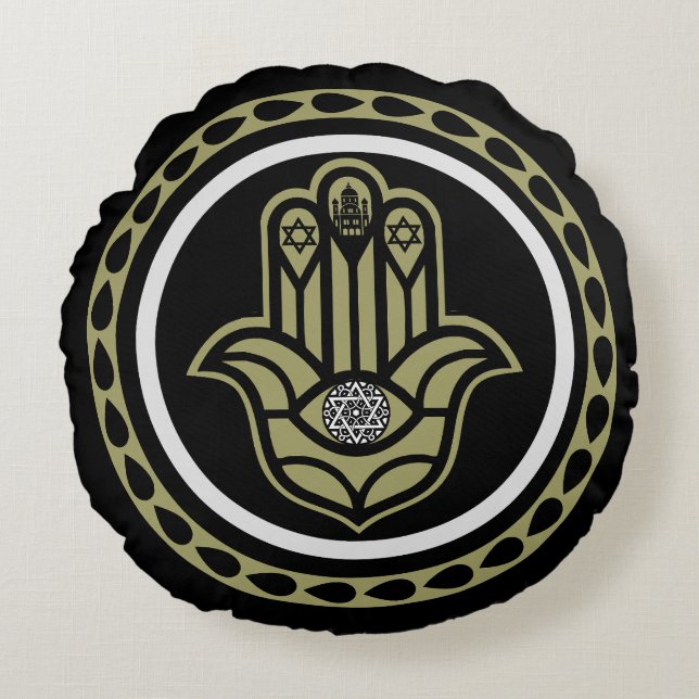 Jewish luck And Prosperity Gift Round Cushion (Front)