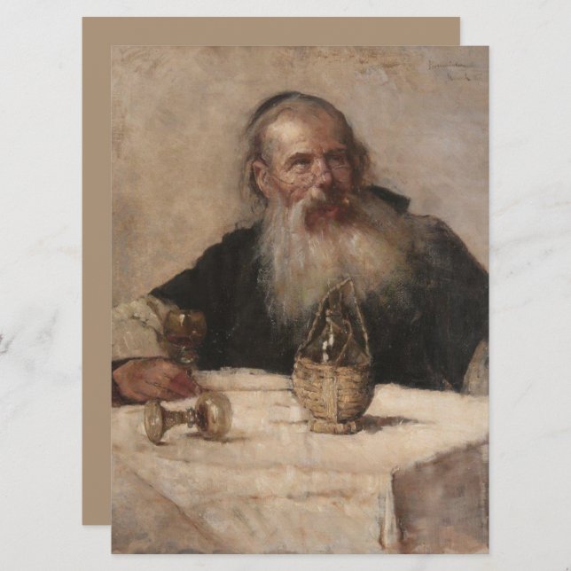 Jewish Man Drinking Wine (by Olga Boznanska) Card (Front/Back)