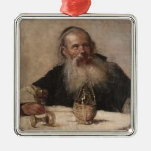 Jewish Man Drinking Wine (by Olga Boznanska) Metal Tree Decoration