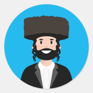 Jewish Man in Shtreimel hat Classic Round Sticker