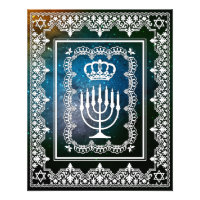 Jewish Menorah Crown Faux Lace Papercut Art Print