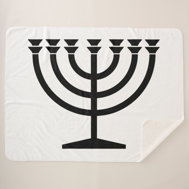 Jewish Menorah (Symbol of Judaism) Sherpa Blanket (Front (Horizontal))
