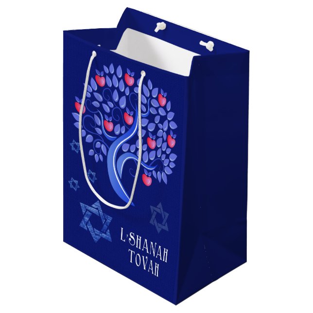 Jewish New Year | Rosh Hashanah Medium Gift Bag (Front Angled)
