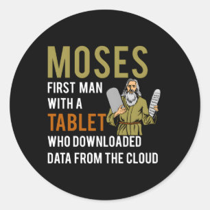 Jewish Passover Moses Tablet Data Cloud Computing Classic Round Sticker