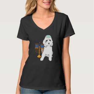 Jewish Poodle Dog Menorah Hanukkah Pajamas Chanuka T-Shirt