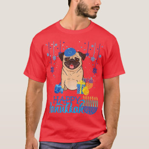 Jewish Pug Dog Menorah Hat Chanukah Hanukkah Jewis T-Shirt