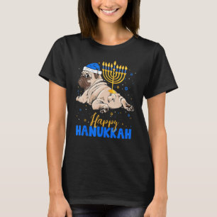 Jewish Pug Menorah Happy Hanukkah Chanukah  Dog T-Shirt