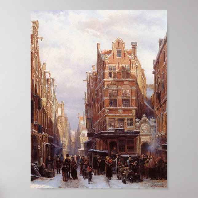 Jewish Quarter in Amsterdam (Vintage City Scene) Poster (Front)