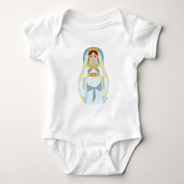 Jewish, Queen Esther Matryoshka Baby Bodysuit (Front)