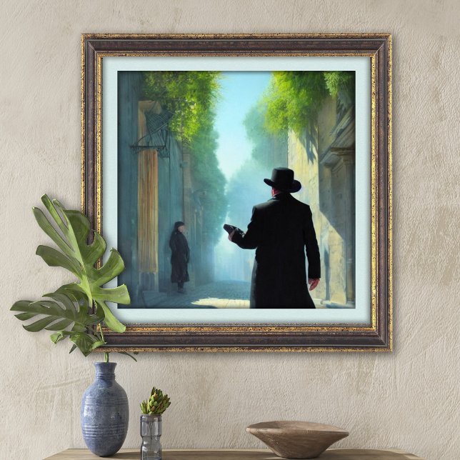 Jewish Rabbi Walking in Jerusalem Street Art Print (Creator Uploaded)