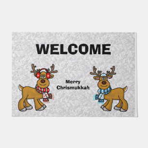 Jewish Reindeer and Gentile Reindeer Door Mat