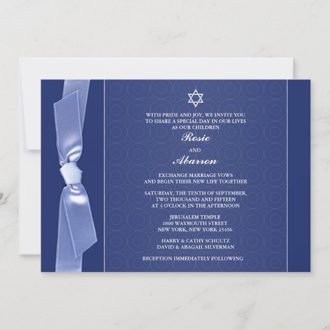 Jewish Ribbon Wedding Flat Invitations (Front)