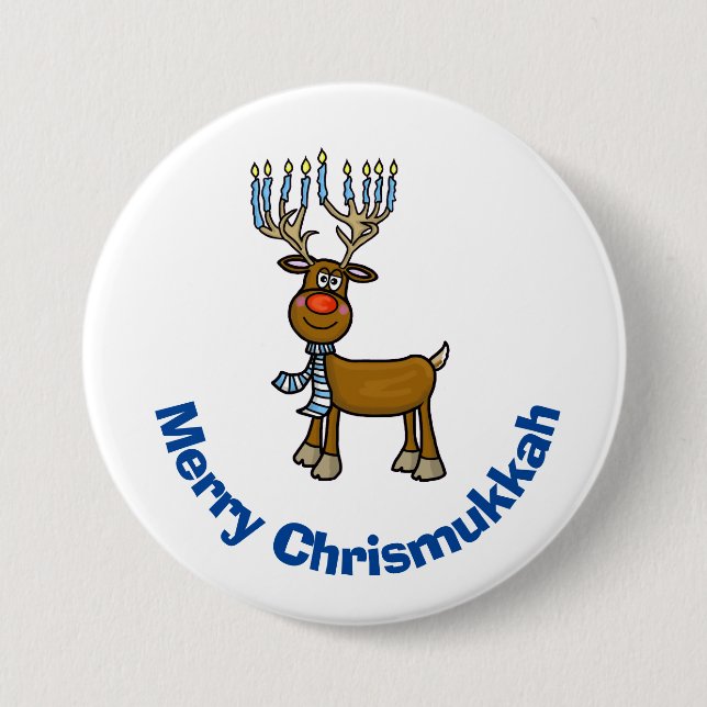 Jewish Rudolph the Red-nosed Reindeer Button (Front)