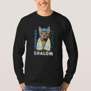 Jewish Shabbat Shalom Cute Cat With Kippah T-Shirt