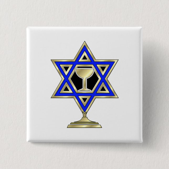 Jewish Star 15 Cm Square Badge (Front)