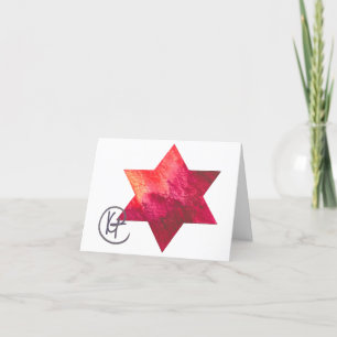 Jewish Star Heart of Fire Art Thank You Card