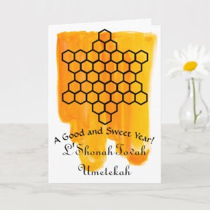 Jewish Star Honeycomb Rosh Hshanah Greeting Card