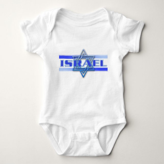Jewish Star Of David Israel Blue and White Baby Bodysuit (Front)