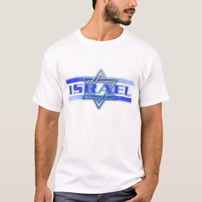 Jewish Star Of David Israel Blue and White T-Shirt (Front)