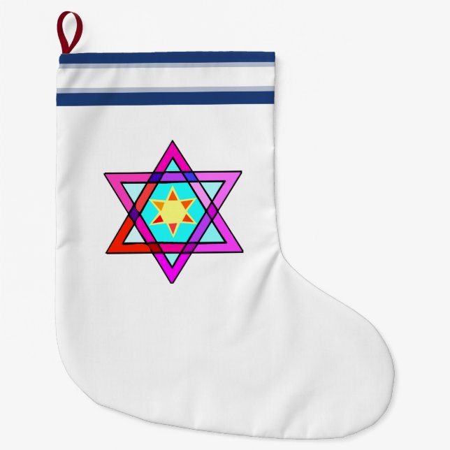 Jewish Star Of David Large Christmas Stocking (Front)