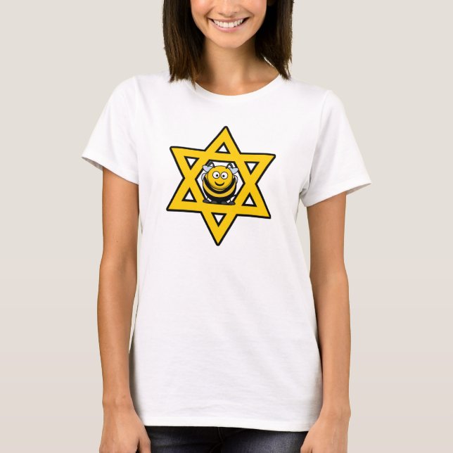 Jewish Star of David with a Honey Bee T-Shirt (Front)