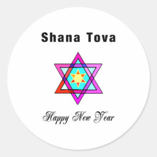 Jewish Star Shana Tova Classic Round Sticker