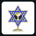 Jewish Star Square Sticker<br><div class="desc">Jewish gifts and gift ideas featuring beautiful Jewish Star of David with a wine glass in the centre.</div>