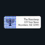 Jewish Stars & Menorah<br><div class="desc">Jewish star menorah address labels.  Background colour and text can be customised.</div>