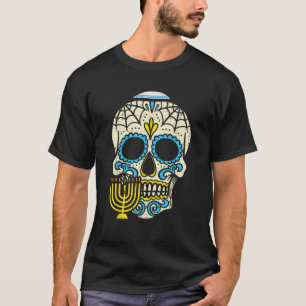 Jewish Sugar Skull Menorah Mexican Hanukkah Chanuk T-Shirt