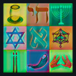 Jewish Symbols Pop Art Poster<br><div class="desc">Andy´s warhol pop art style applied to Jewish Symbols</div>