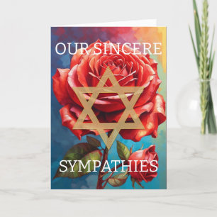 Jewish Sympathy Card - Red Roses