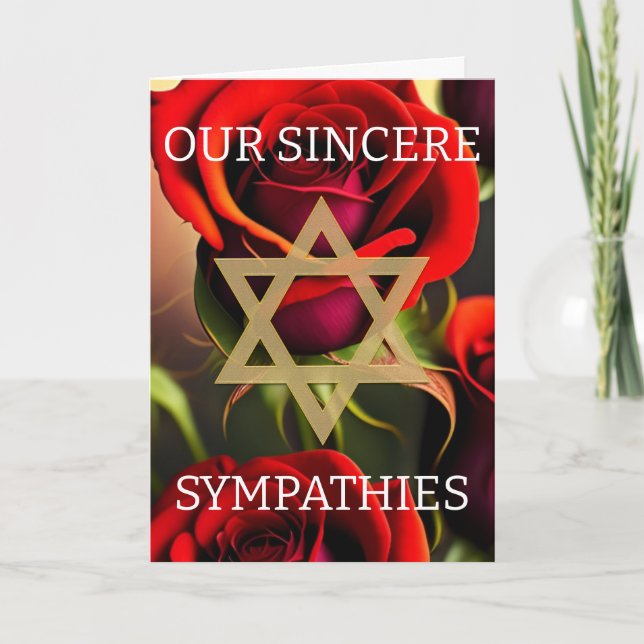 Jewish Sympathy Card - Red Roses (Front)