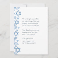 Jewish Sympathy Modern Watercolor Blue Stars