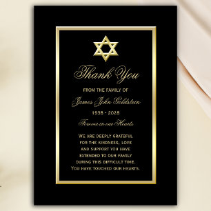 Jewish Sympathy Thank You Note Cards Black Gold