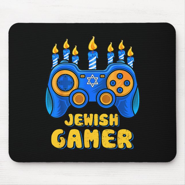 Jewish Video Game Controller Gamer Chanukah Boy Ki Mouse Pad (Front)