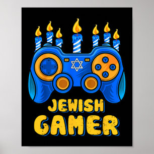 Jewish Video Game Controller Gamer Chanukah Boy Ki Poster