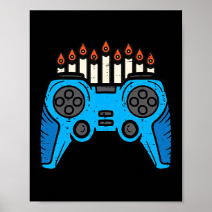 Jewish Video Game Gamer Hanukkah Chanukah Men Boy  Poster