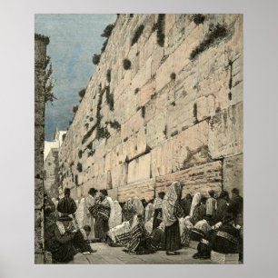 Jewish Wailing Wall Kotel Buraq Jerusalem Vintage Poster