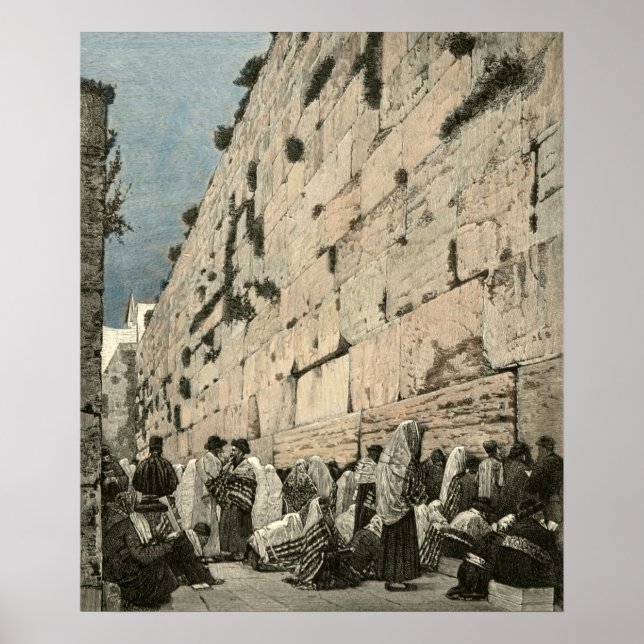 Jewish Wailing Wall Kotel Buraq Jerusalem Vintage Poster (Front)