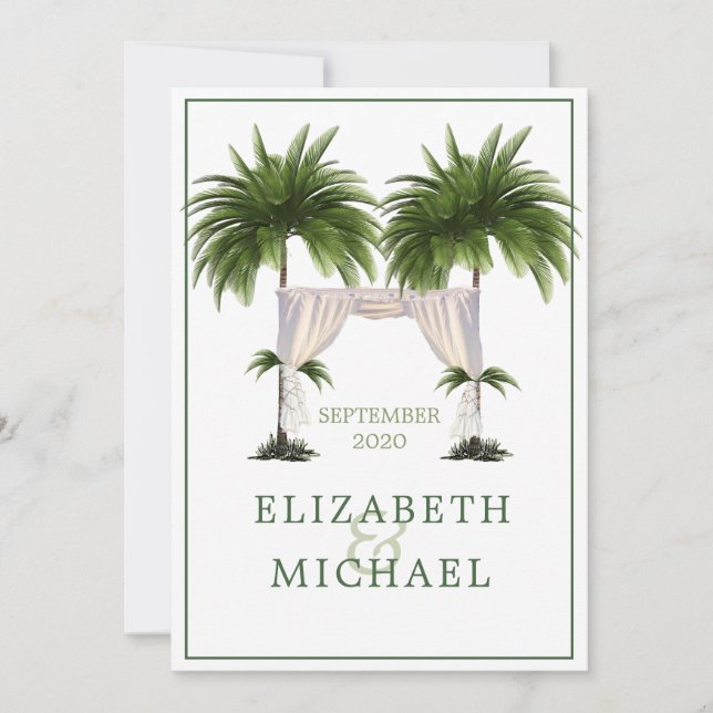 Jewish Wedding Chuppah Elegant Modern Palm Invitation (Front)