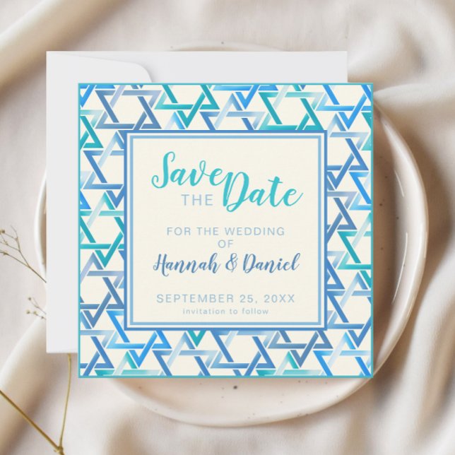 Jewish wedding star of david  Save The Date Card (Creator Uploaded)