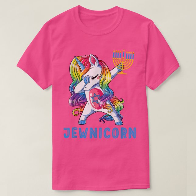 Jewnicorn Funny Hanukkah Unicorn Jewish Girls Wome T-Shirt (Design Front)