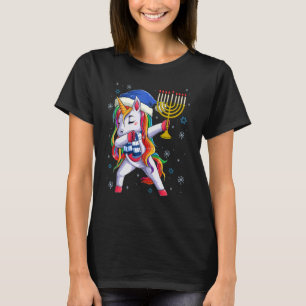 Jewnicorn Hanukkah Unicorn Dabbing Girl Women Paja T-Shirt